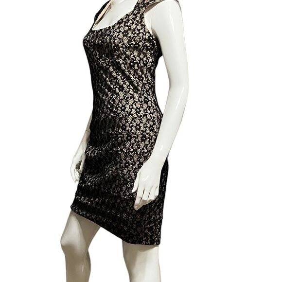 Sangria Mini Black Dress Lace Square Neckline size for 4 - Picture 11 of 13
